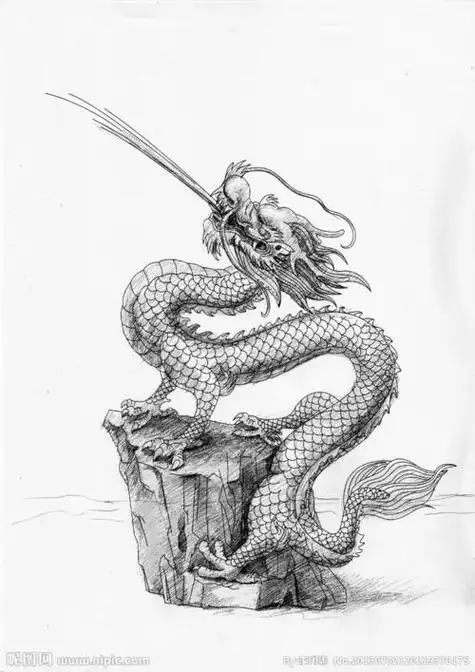 黑灰素描创意霸气龙图腾纹身手稿当朋克遇见中国龙精微形作画步骤|纯