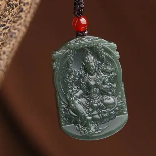 布达拉宫度母塔青玉玉佛吊坠男女女款挂件玉坠项链项坠