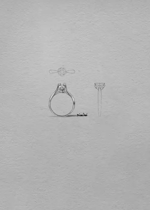 手绘珠宝设计-18k金钻石戒指|手工艺|首饰|小黑画珠宝 - 原创作品 -