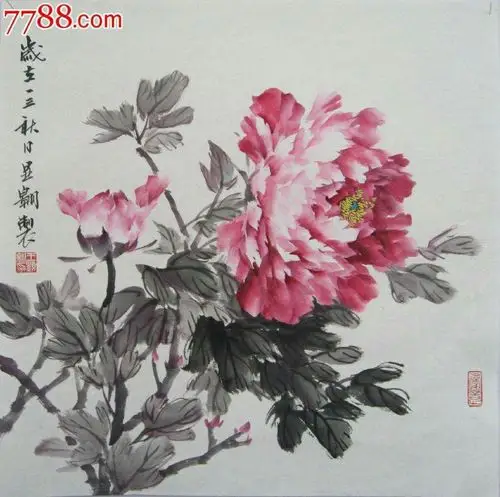 国画写意牡丹图片