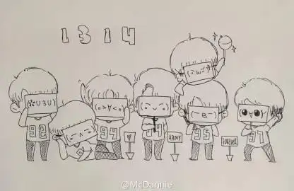 防弹少年团简笔画简笔画时代少年团手绘q版头像附过程