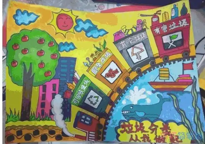 四年级垃圾分类保护环境手抄报图片简单又漂亮一等奖 - 巧巧简笔画