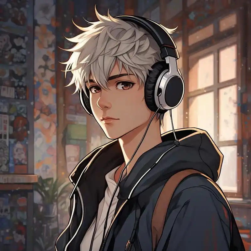 这一组动漫男生头像真是太酷了,戴上耳机的样子更是加分不少!