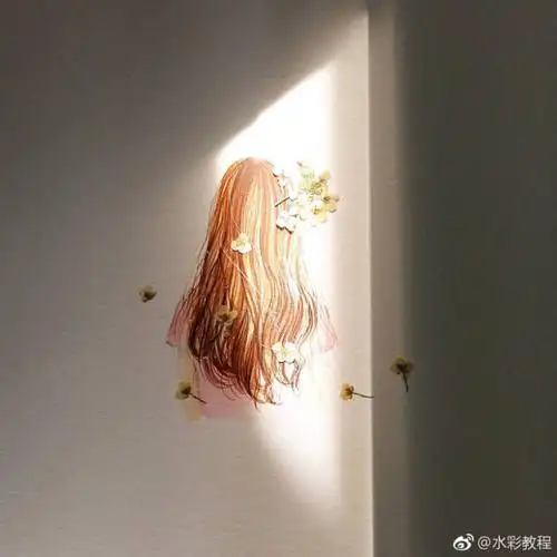 水彩人物背景作品欣赏,头发画的棒棒哒 by ins: retro_style_romance