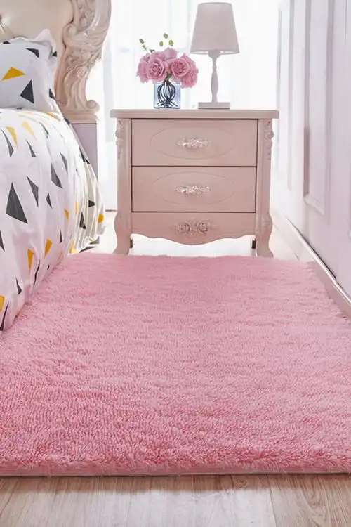 绒毛地毯客厅卧室房间女生粉色公主少女可定制长方形满铺可爱地垫