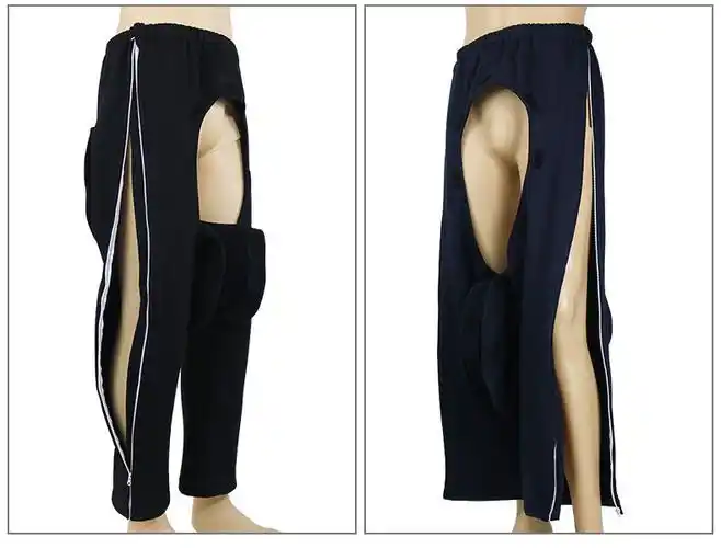 秋冬款全开式老年人方便裤防尴尬失禁开裆裤大小便失禁护理裤 601d