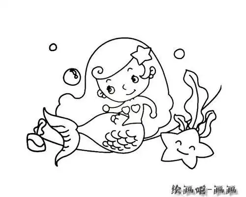 简单画卡通美人鱼简笔画(儿童画简笔画美人鱼的步骤) -【爱个性】