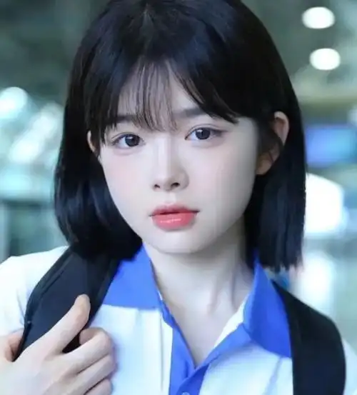 这款短发发型,非常适合在校的学生党们,清爽利落的发型设计,搭配校服