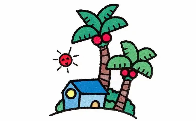 彩色风景简笔画4:夏天有关夏天的简笔画简单又漂亮的内容就分享到这里