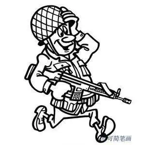手绘 素描 线稿 526597巴达荣贵饰鬼子兵日本日本皇军简笔画