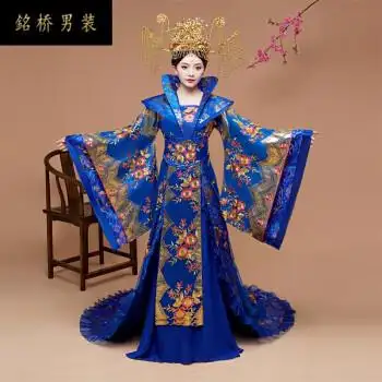 古代服装女皇后古装女汉服冬季款贵妃拖尾唐朝皇后公主宫廷中国风演出