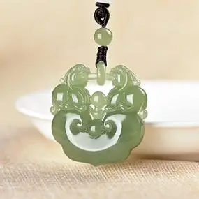 和田玉吊坠貔貅平安锁吊坠挂件男士女款玉石项链招财转运个性玉佩