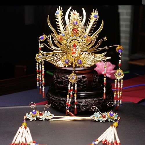 古装汉服皇后贵妃凤冠 皇冠 造型发饰 新娘头饰 清朝饰品发冠套装