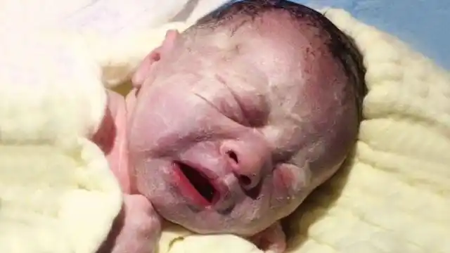 实拍刚出生的小婴儿,这一身的胎脂,洗洗还是非常可爱的!