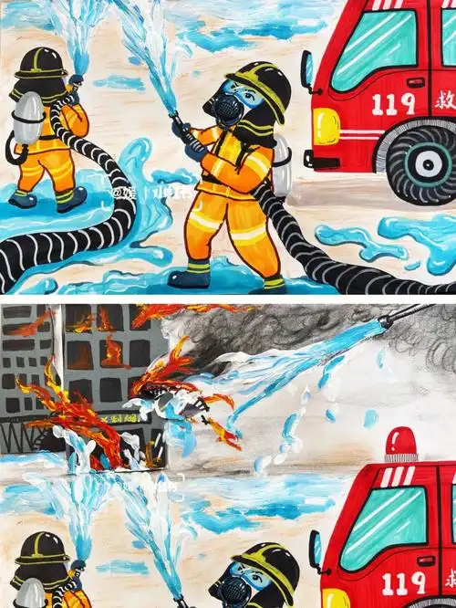 救火英雄消防员6902儿童画