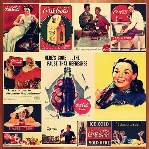 装饰画怀旧招贴创意海报可口可乐复古广告酒吧咖啡厅欧美牛皮纸装